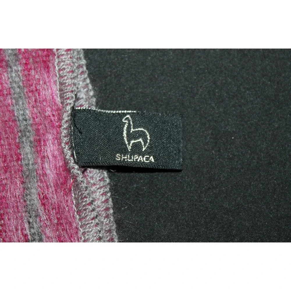 Shupaca Alpaca Wool Scarf Pink Gray Orange Striped Handmade Wrap Ecuador